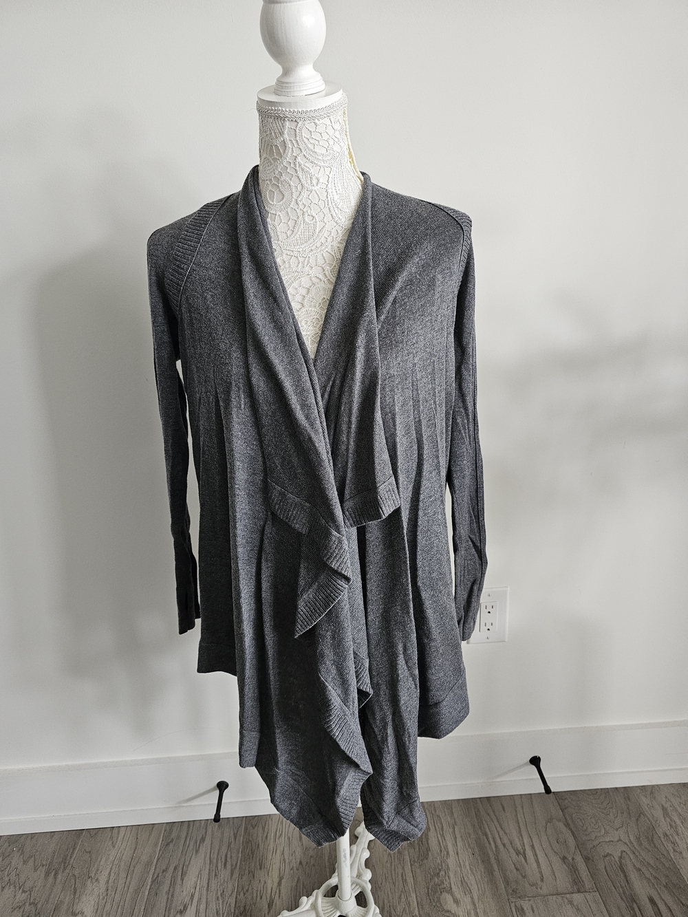 lululemon athletica Charcoal Gray Draped Open-Front Cardigan